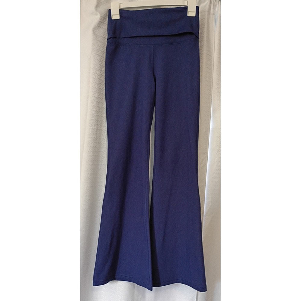 Yogalicious Lux Florence Flare Leggings Navy Blue Foldover Flare Sz Small